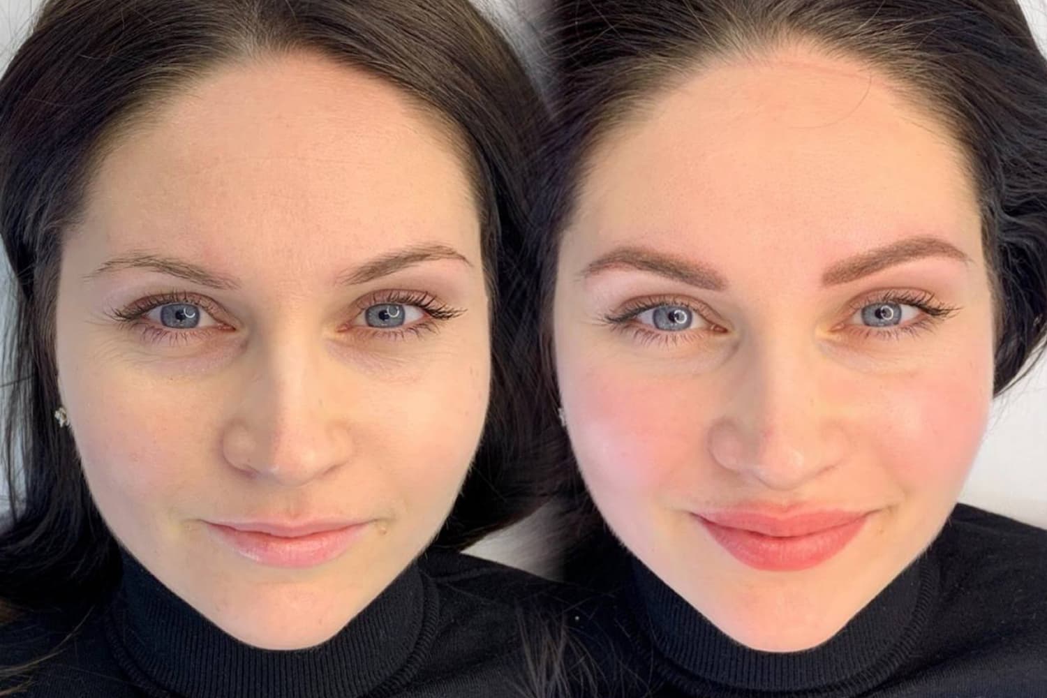 Перманентный макияж бровей до и после заживления