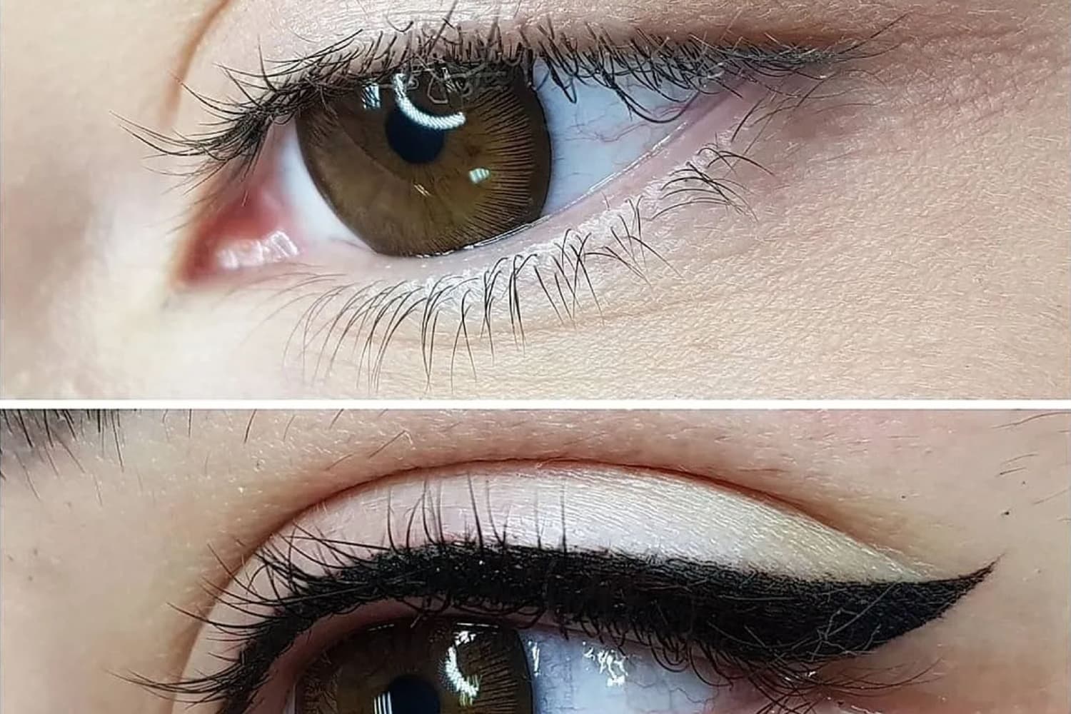 Стрелки на глазах татуаж до и после